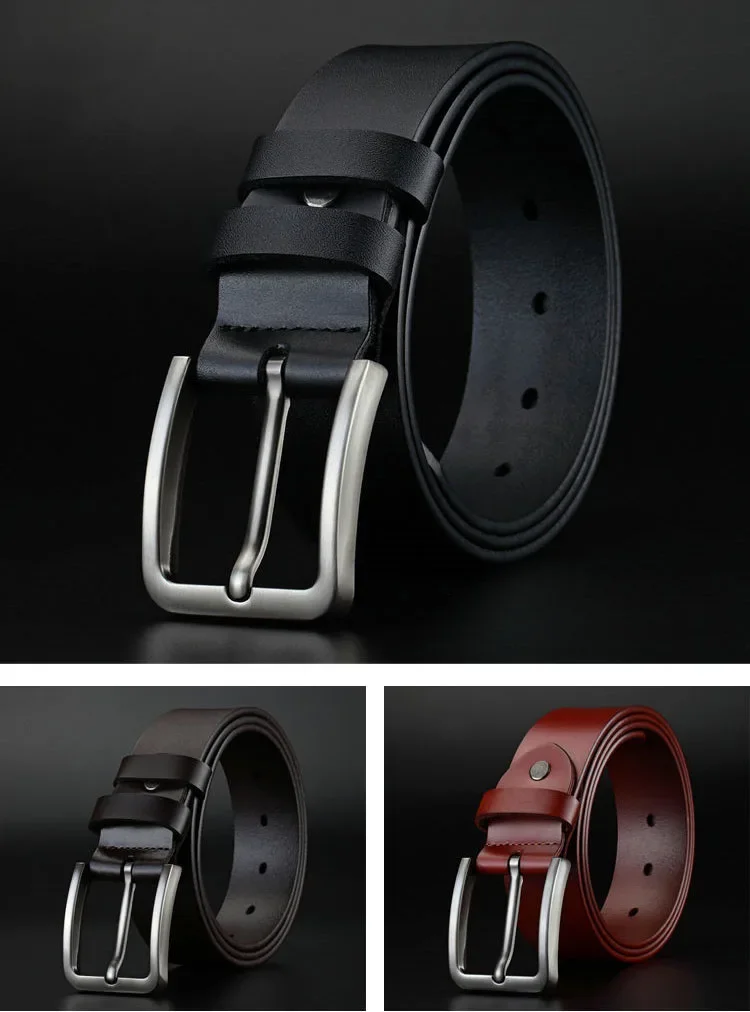 Mens Luxury PU Leather Belt - Alloy Square Pin Buckle Designer Jeans Accessory