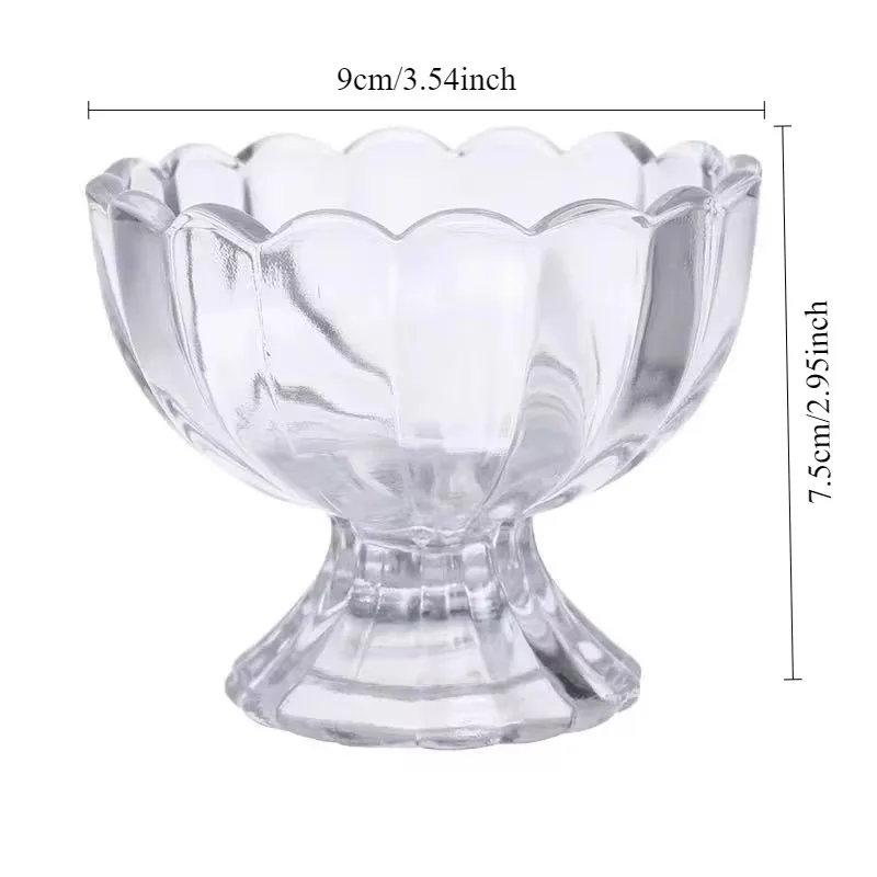 Clear Bowls for Ice Cream Sundaes Fruit Yogurt Snacks Clear Glass Dessert Bowl Set Funky Base Design Elegant Serving Cups