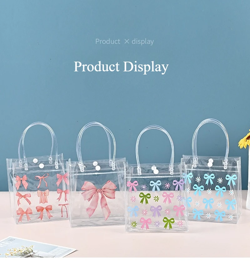 Description Picture 6 of item10 Pieces of PVC Transparent Tote Bags Flexible Cosmetics Shopping Bags Jewelry Candy Gift Bag Holiday Party Wedding Decorations