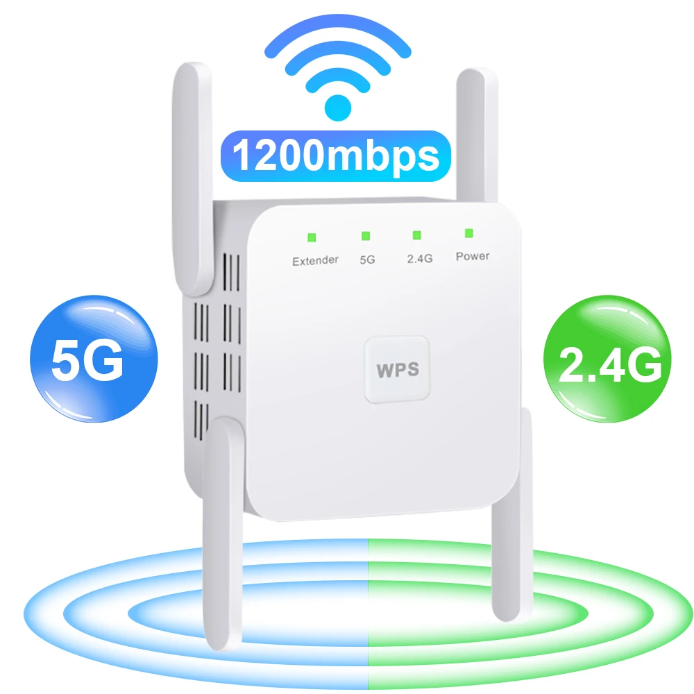 5G 와이파이 리피터 증폭기 신호 와이파이 익스텐더, 네트워크 와이파이 부스터, 1200Mbps, 5 Ghz 장거리 무선 리피터 홈 