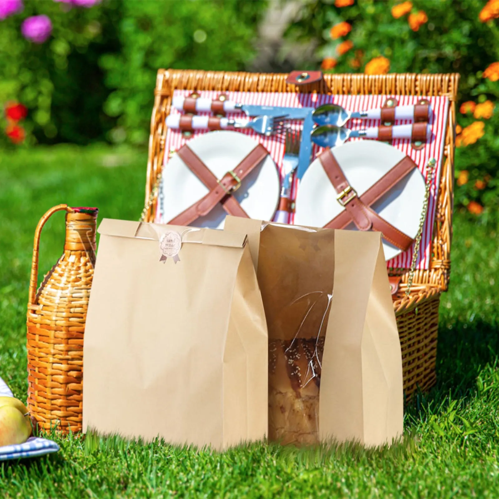 50 Pieces Large Kraft Paper Bread Bags with Transparent Window for Baked Goods, Portabl... - SKU LPBB1228 - UGI Packaging