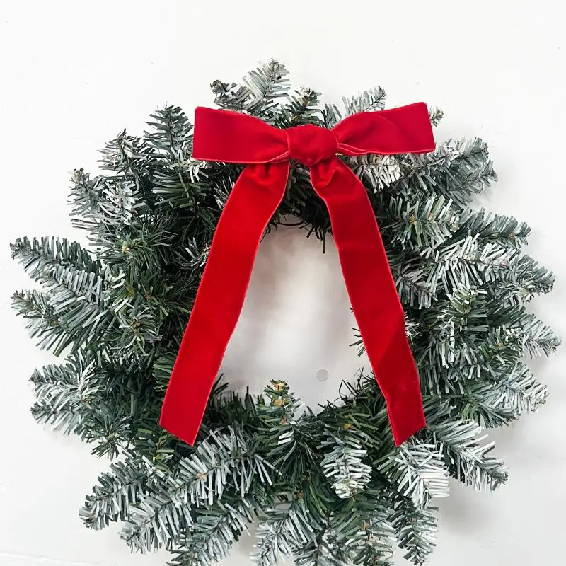 6Pcs Velvet Christmas Tree Bows Vintage Ribbon Tree Topper Bows Ornaments For Staircase Garland Home DIY Crafts Decorations