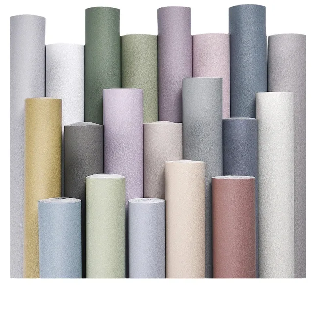 Thickened Nordic Pure Color Living Room and Bedroom Waterproof and Moisture-proof Sticker Self-adhesive Pvc Wallpaper Decoration 1