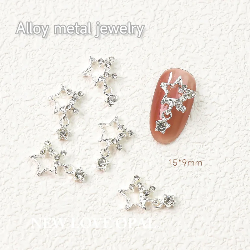10 шт. полый 3D сплав звезды сердце Рамка для ногтей Подвеска для фотографий аксессуары для ногтей декоративные материалы
