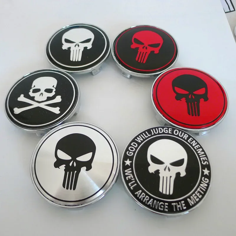 

4pcs 68mm 64mm For Skull Wheel Center Cap Hubs Car Styling Emblem Badge Logo Rims Cover 65mm Stickers Accessories