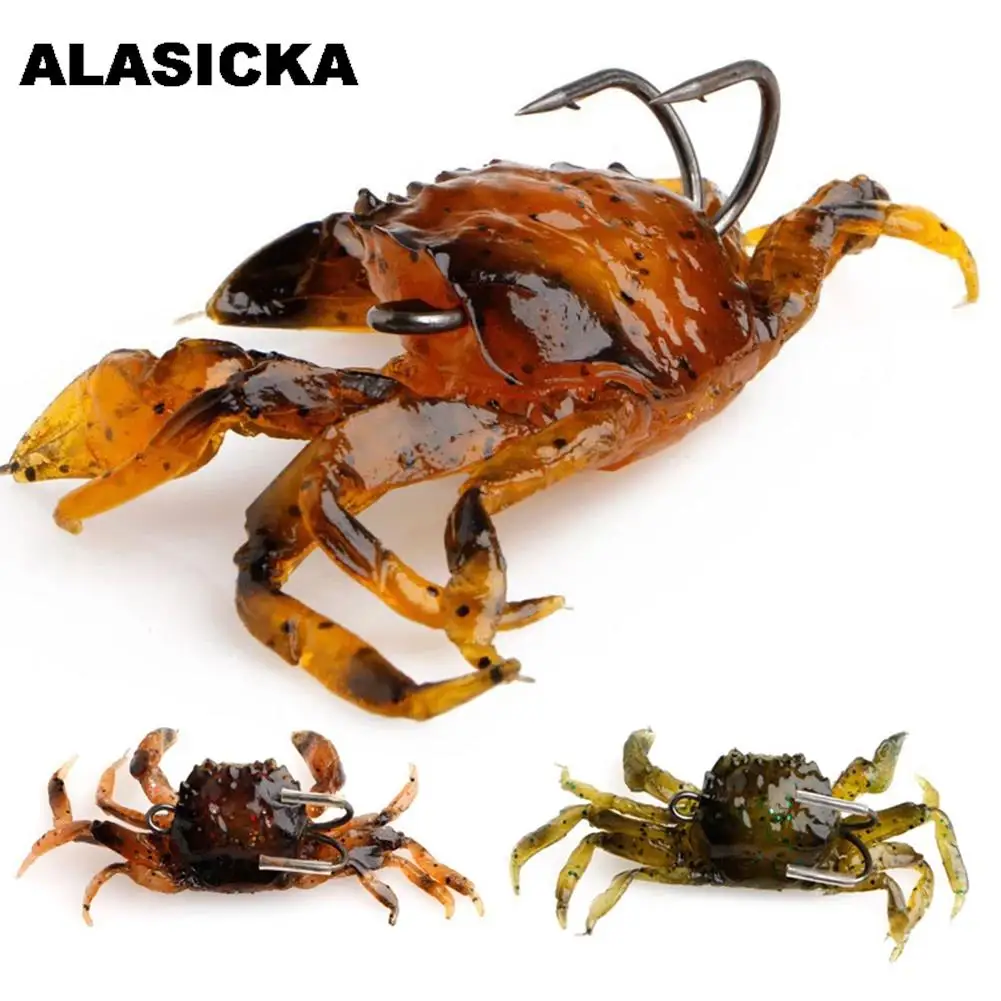 

ALASICKA 10CM Silicone Soft Bait 3D Simulation Crab Bait Sea Fishing Bait Tackle Fishing Lures Soft Fish Bait Artificial Bait
