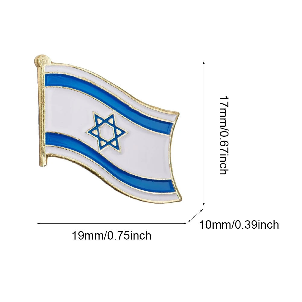 1/5/10PCS Israel Flag Pin Metal Enamel Badge Brooch Waving National Flag Style Flag Badge Brooch Clip Clothes Bags Accessories