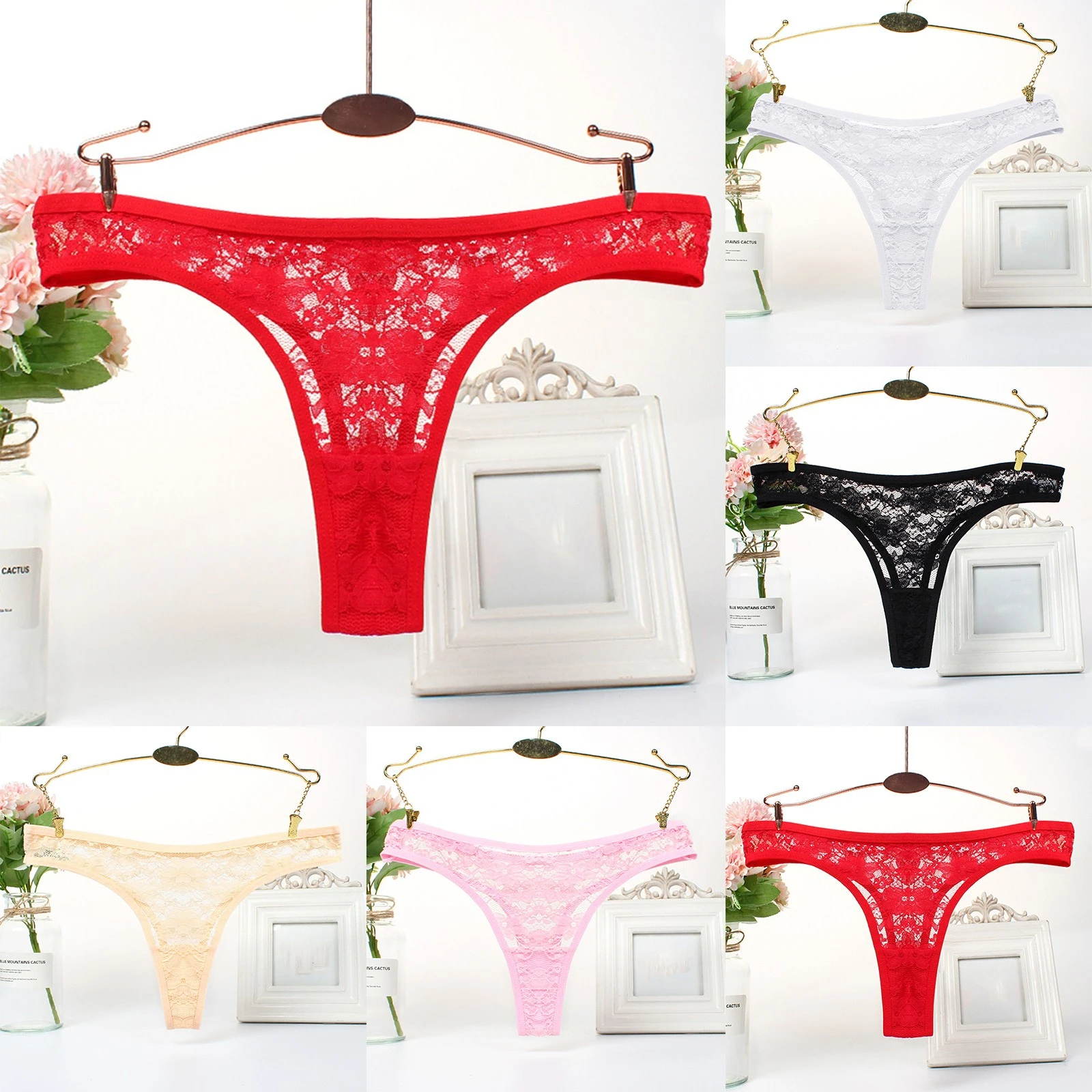White Lace Panties For Women Plus Size Sexy Lace Thong Fun Hollow Low