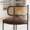 Kitchen Chairs Set of 2, Mid-Century Modern Dining Chairs,Kitchen Dining Room Chairs, Rattan Backrest Round Upholstered 4