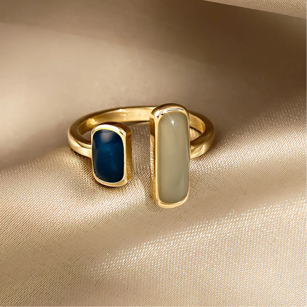 Opening Ring Square Oil Dripping Rings French Retro Simple Women's Jewelry