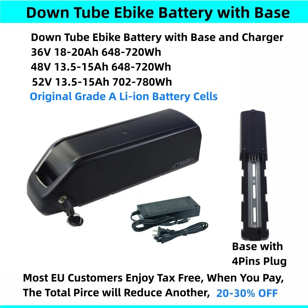 Batteria Elettrica City Bike Mountain Bike Ebike 36V 18Ah 20Ah 48V 13.5Ah 15Ah 52V 15Ah 21700 Celle 250W 500W 750W Batteria