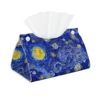 Vincent Van Gogh The Starry Night Tissue Box Cover Leather Tissue Box Holder Personalized Tissue Holders for Home Office Car 1