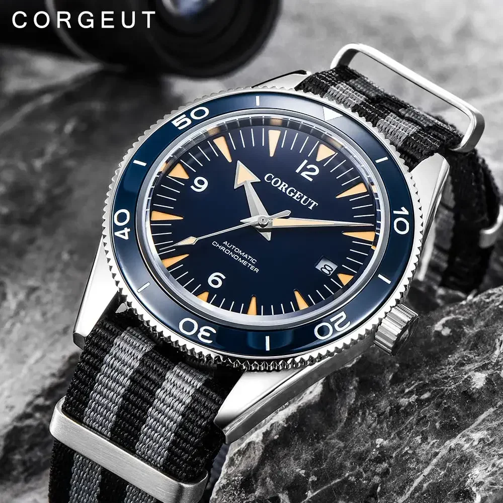 

Corgeut Mens Watch Fashion Dial Sapphire Glass NH35 Automaic Movement Date Waterproof Luminous Rotatable Bezel Wristwatches