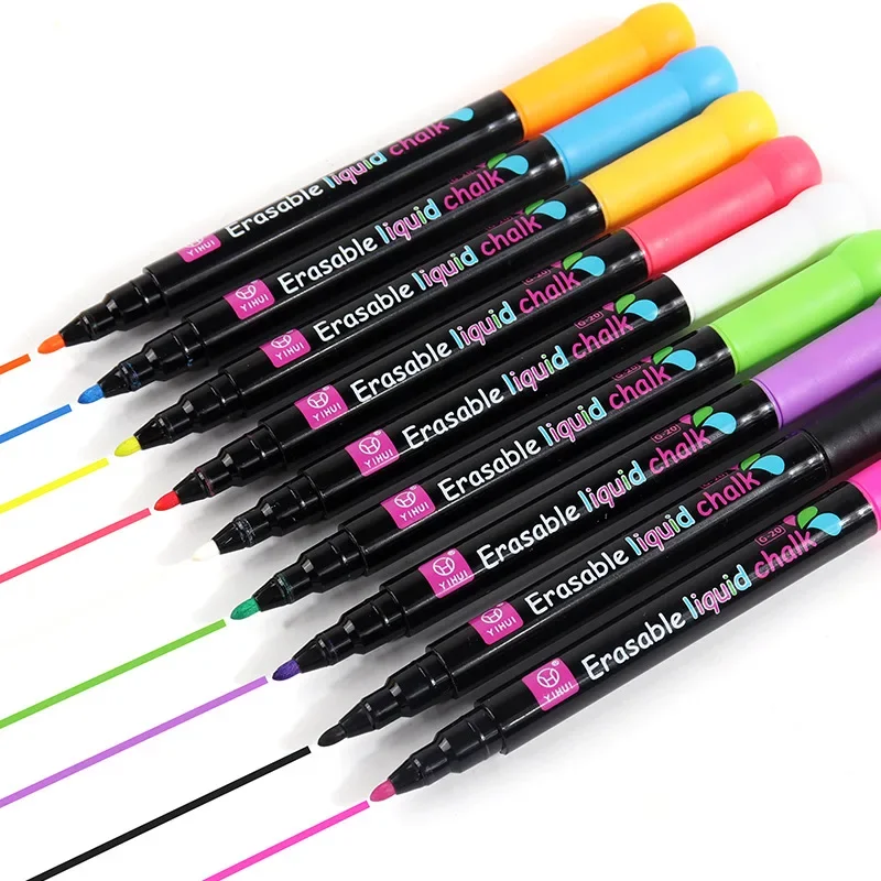 Magnetic Dry Erase Markers Erasable Whiteboard Marker Pens with Eraser LED Fluorescent Pen for Glass Liquid Chalk 4/8 Color
