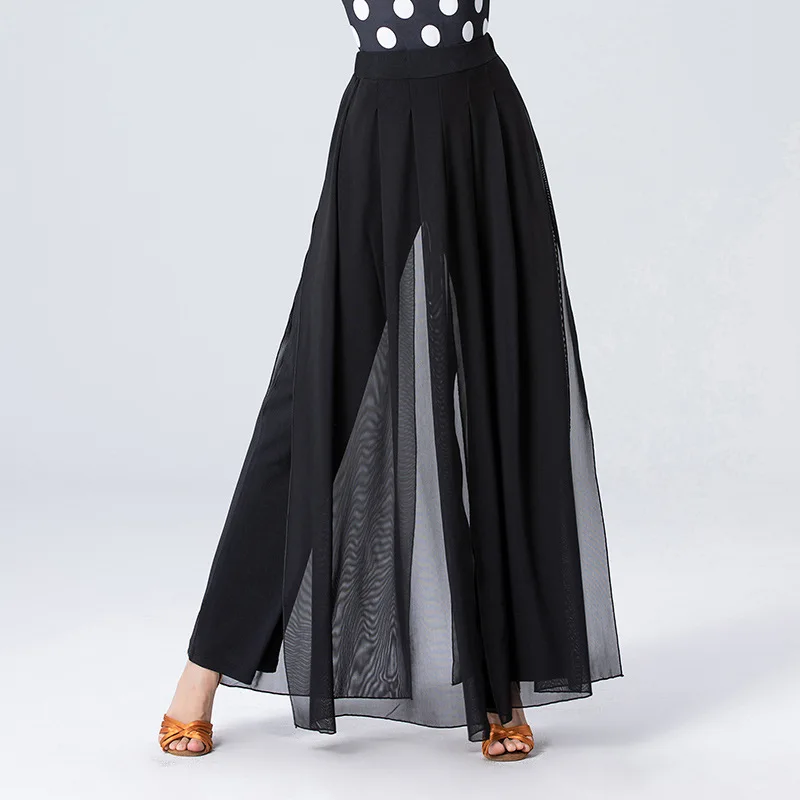 

Latin dance pants power uniforms trousers slit ballroom dance elastic waist national standard modern women clothing