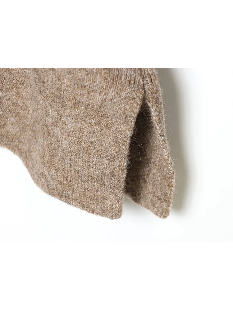 Women's Knitted Pullover 2025 Autumn Winter Casual Style Detachable Scarf Collar Sweater Loose Fit Long Sleeve Knitted Top