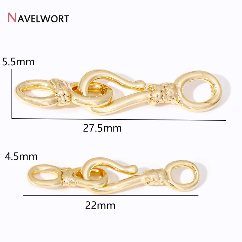 14K 금도금 황동 엔드 커넥터 걸쇠, 팔찌 목걸이 제작 용품, 보석 제작용 걸쇠, DIY 액세서리, 2 가지 크기