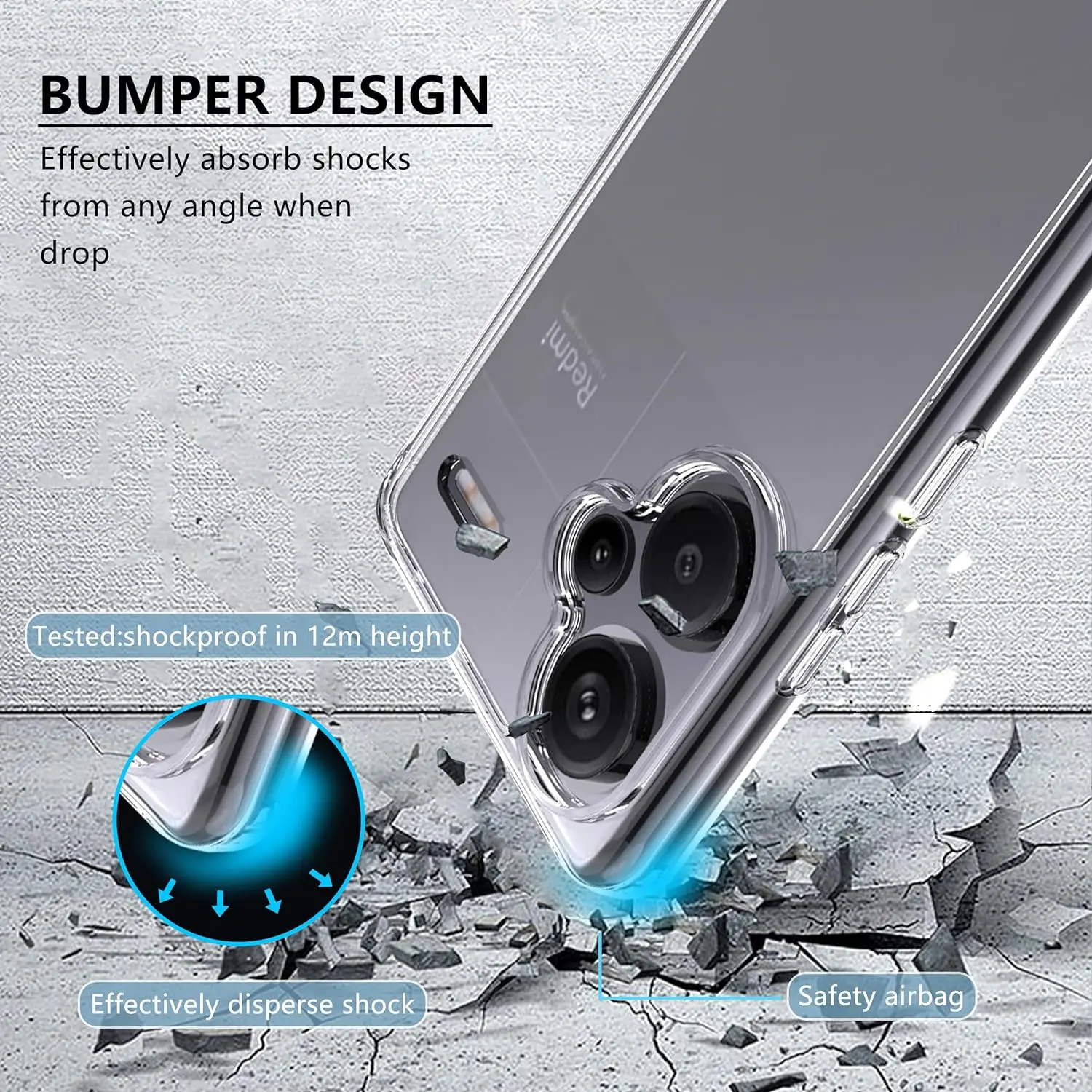 Coque souple transparente pour Xiaomi Redmi Note 13/12 4G et Redmi Note 13 Pro Plus 5G : protection arrière antichoc en silicone transparent_voghion.com