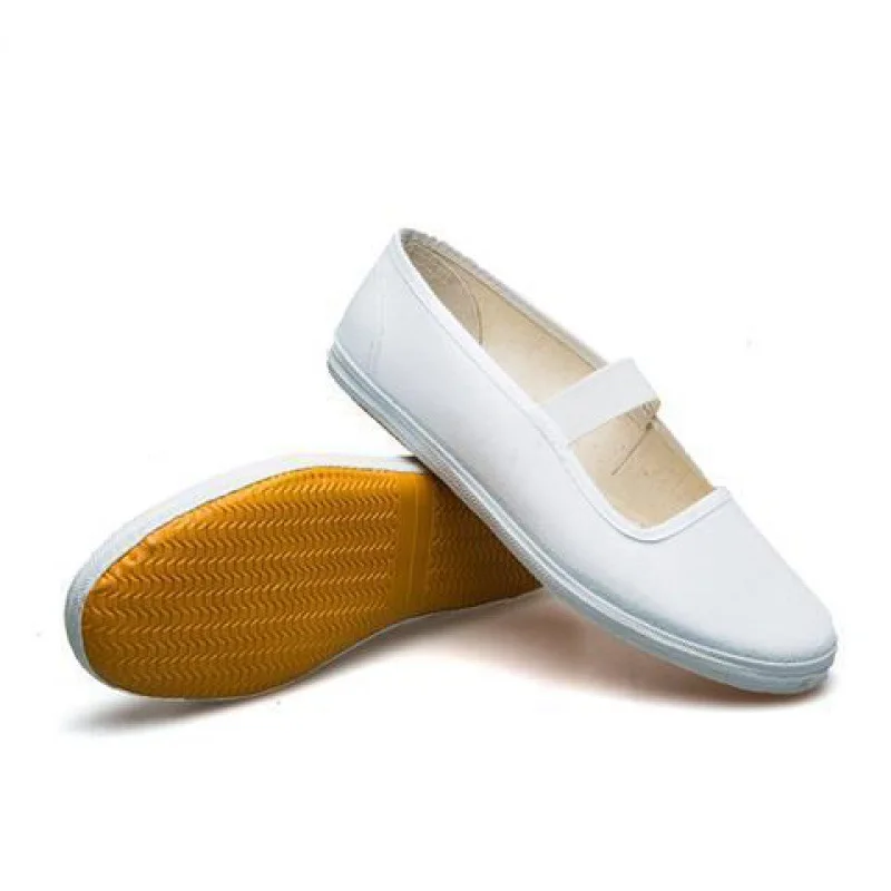 Classic White Solid Color Canvas Shoes Anti-skid Men and Women Exercise Martial Arts Tai Chi