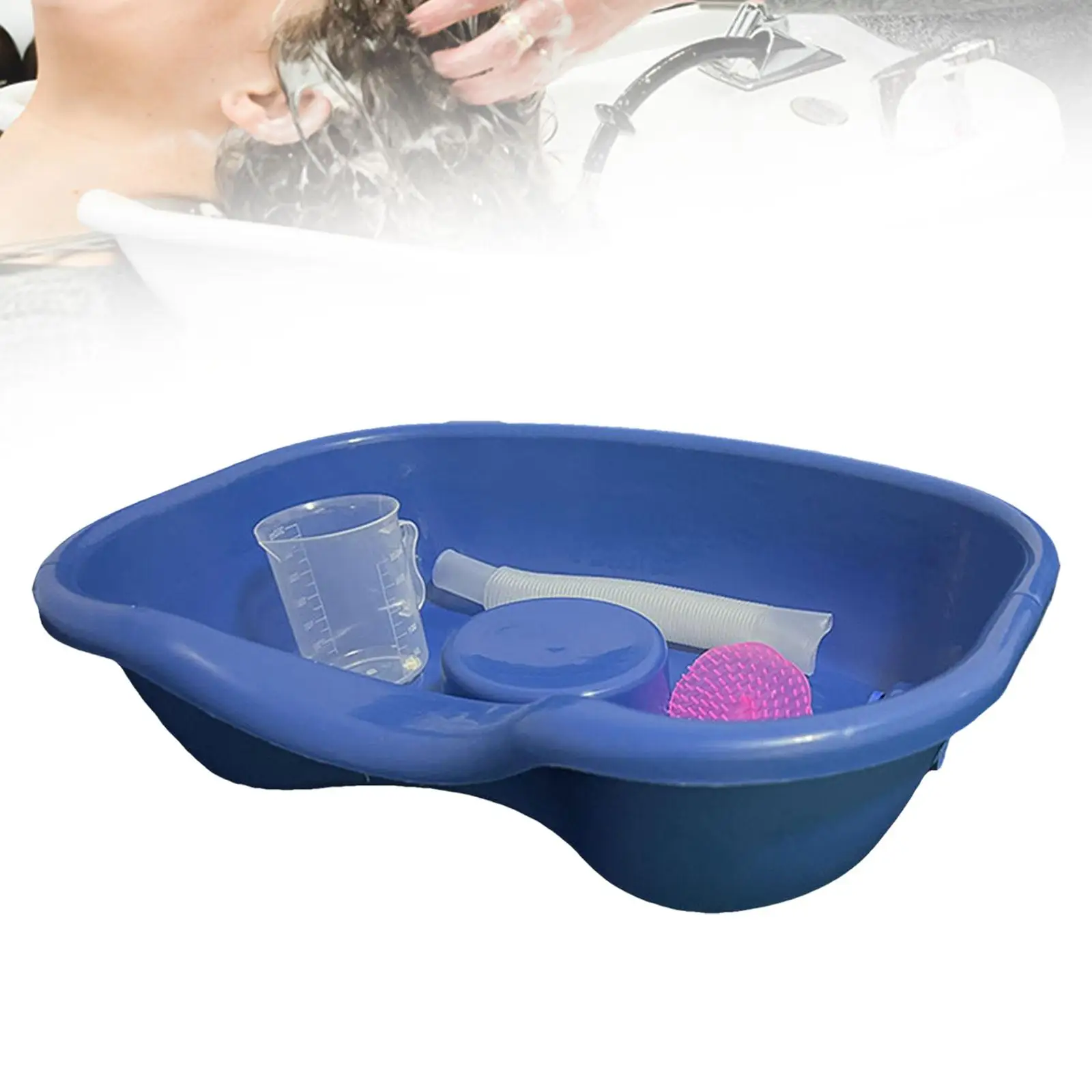 Portable Shampoo Bowl with Pipe for Seniors and Disabled Hair Washing Basin