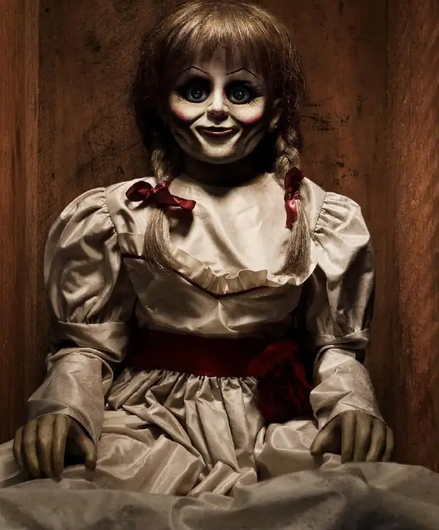 Conjing Doll Annabelle Cosplay Kostüm Braut von Chucky Annabelle Weißes Kleid Erwachsene Frauen Halloween Gruselige Outfits Anzug – Detail 2