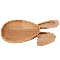 Rabbit Serving Tray Shape Wooden Decorative Bread Display Plate Food Desktop Easter Bunny Fruit 1