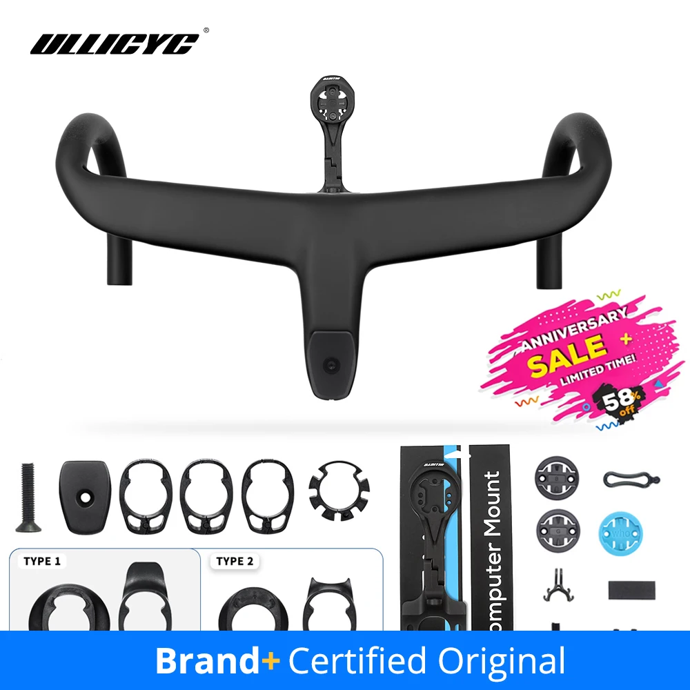 ULLICYC T3 Carbon Cockpit Internal Cable Road Handlebar 360mm Mount