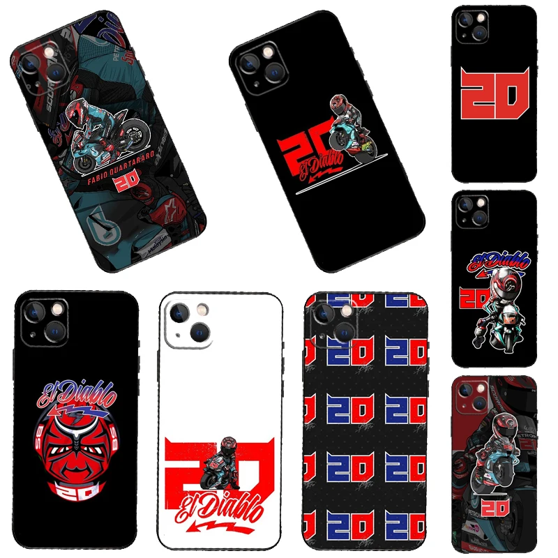 Moto No.20 Fabio Quartararo Per Iphone 14 12 13 Pro X Xs Xr 7 8 Plus 11 Pro Max Se2 Funda Coque Capa Full Cover