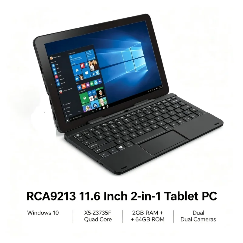 11.6 Inch 2GB RAM 64GB ROM RCA9213 WINDOWS 10 Tablet PC X5-Z3735F Quad Core Up to 1.44 GHz 1366 X 768 IPS Dual Camera WIFI