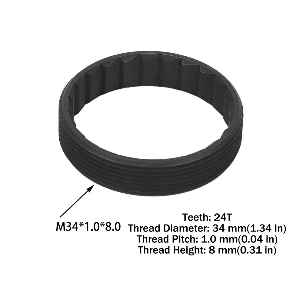 24T 휠 허브 스레드 링 M34*1.0*8.0mm 블랙 래칫 허브 링(D*T-Swiss 3-폴 허브 및 24-토스 허브 베이스 링이 있는 허브용)