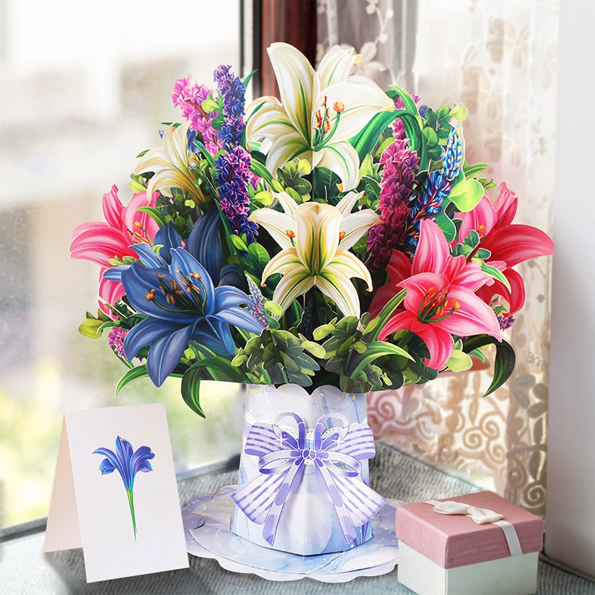 3D Pop Up Bouquet Hummingbird Flowers Happy Mother's Day Card Greeting Cards For Birthday Anniversary Wedding Mother's Day Gift greeting cards