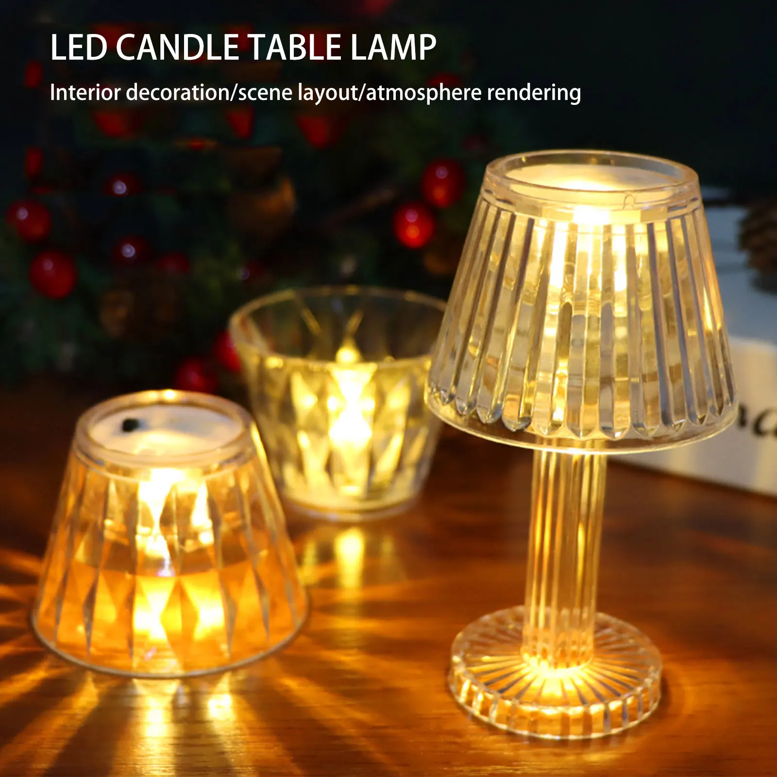 

LED Crystal Desk Lamp Projetor Acrylic Diamond Table Lamp 1Pcs LED Night Lights Bedside Lighting Light for Bedroom Decorations