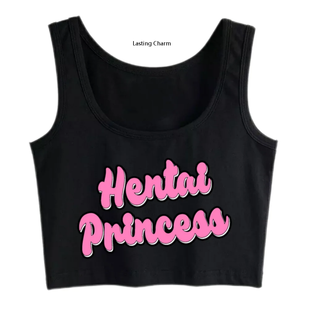 

Hentai Princess Design Cotton Sexy Crop Top Hotwife Humorous Flirting Comic Style Tank Top Sugar Baby Funny Naughty Camisole