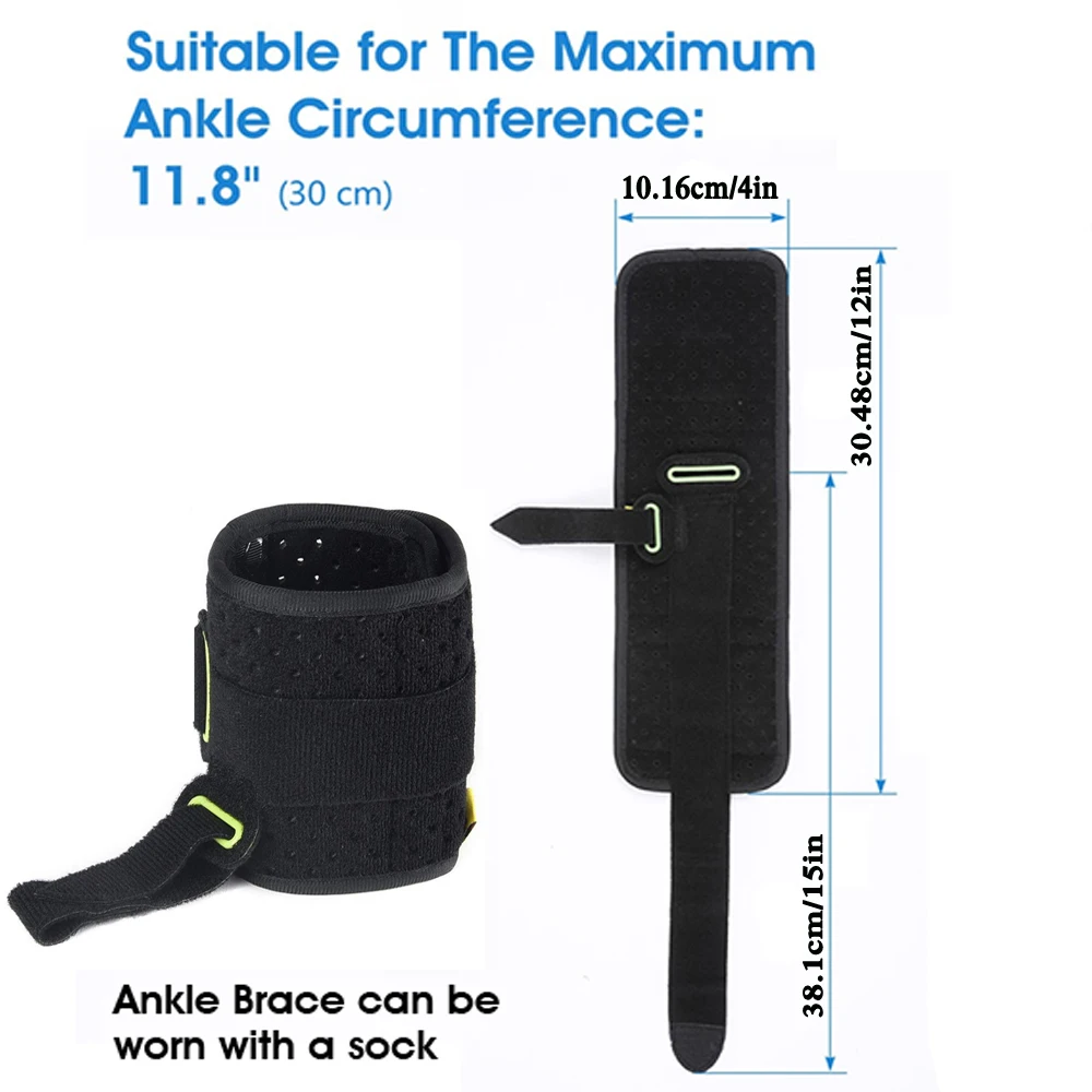 Ankle Support Drop Foot Brace Orthosis-Adjustable Wrap Compression For Improved Walking Gait Prevents Cramps Ankle Sprains