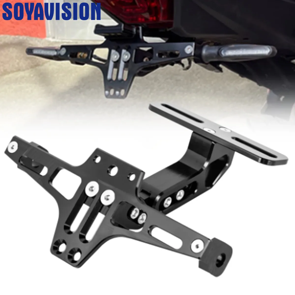 Universal Motorcycle License Plate Holder Number Plate Holder With Turn Signal Lights For Yamaha MT07 Kawasaki Z800 Honda BMW motorcycle license plate holder license plate holder