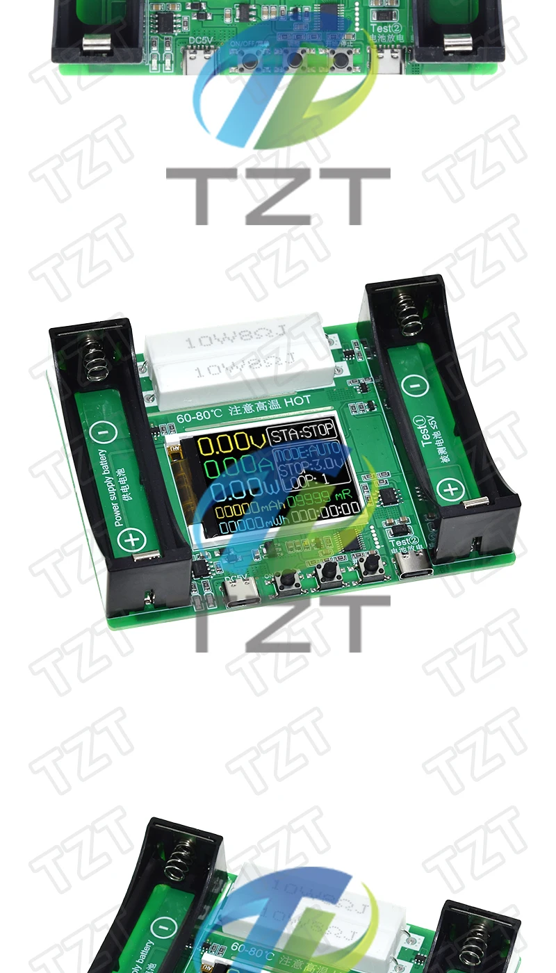 TZT 18650 Lithium-Batterie-Kapazitätstester-Modul MAh MWh Digitaler Batterieleistungsdetektor 18650 Batterietester – Detail 12
