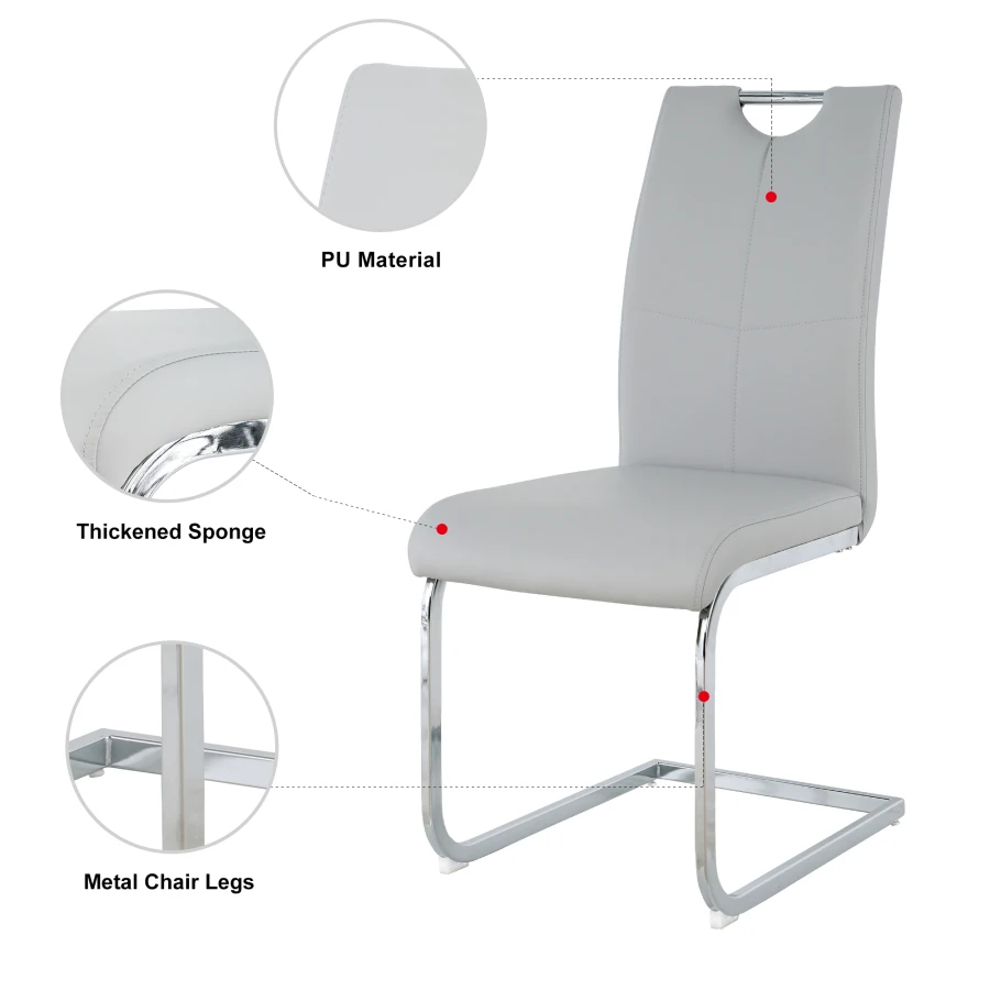 Modern dining chair with faux leather cushioned seat Dining Chair Living Room Chair Cushioned chair with electroplated legs des 5