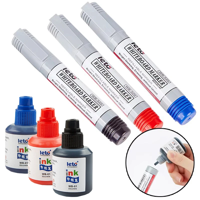 Nachfüllbare 3-Farben-Marker, lebendig, schnell trocknend, gelöscht, ungiftig, Kunst-Whiteboard-Stift für Kinder und Erwachsene, Schulbürobedarf – Detail 1