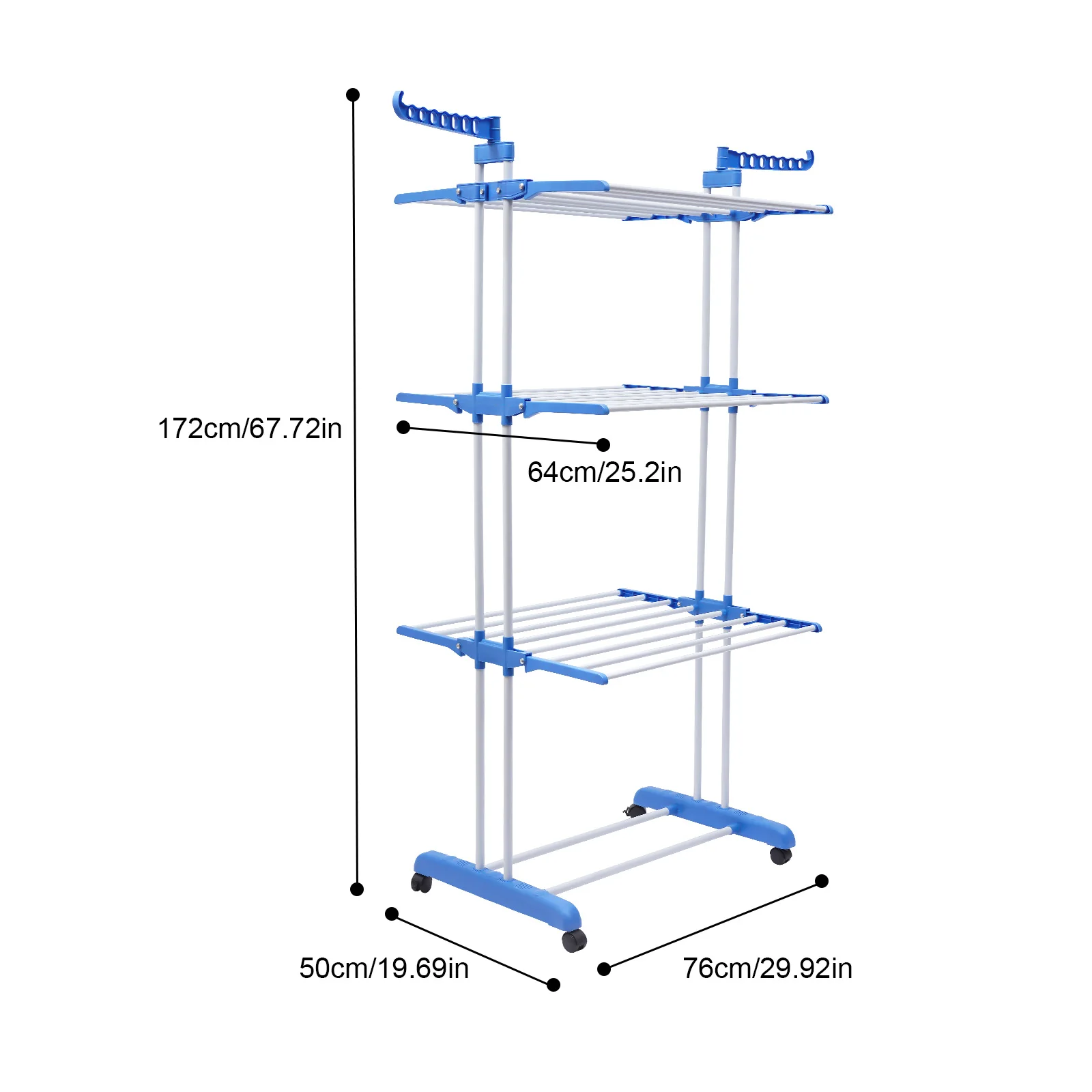 Clothes Drying Rack Folding Clothes Rail 4-tier Clothes Horses Rack Stainless Steel Laundry Garment Dryer Stand W/ 2 Side Wings 4