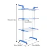 Clothes Drying Rack Folding Clothes Rail 4-tier Clothes Horses Rack Stainless Steel Laundry Garment Dryer Stand W/ 2 Side Wings 4