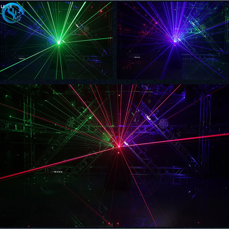 Stage Beam Projector Three Heads  RGBW 3in1 LED  Laser Rotating Moving Head Light DMX Control for Bar DJ Disco Party