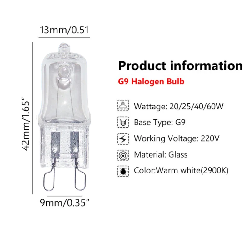 Lampadine Forno Lampadine Alogene G9 25W - 5 Pezzi, 230V, Per Forno E Microonde, Dimmerabili Capsule Alogene Dimmerabili - Foto 8