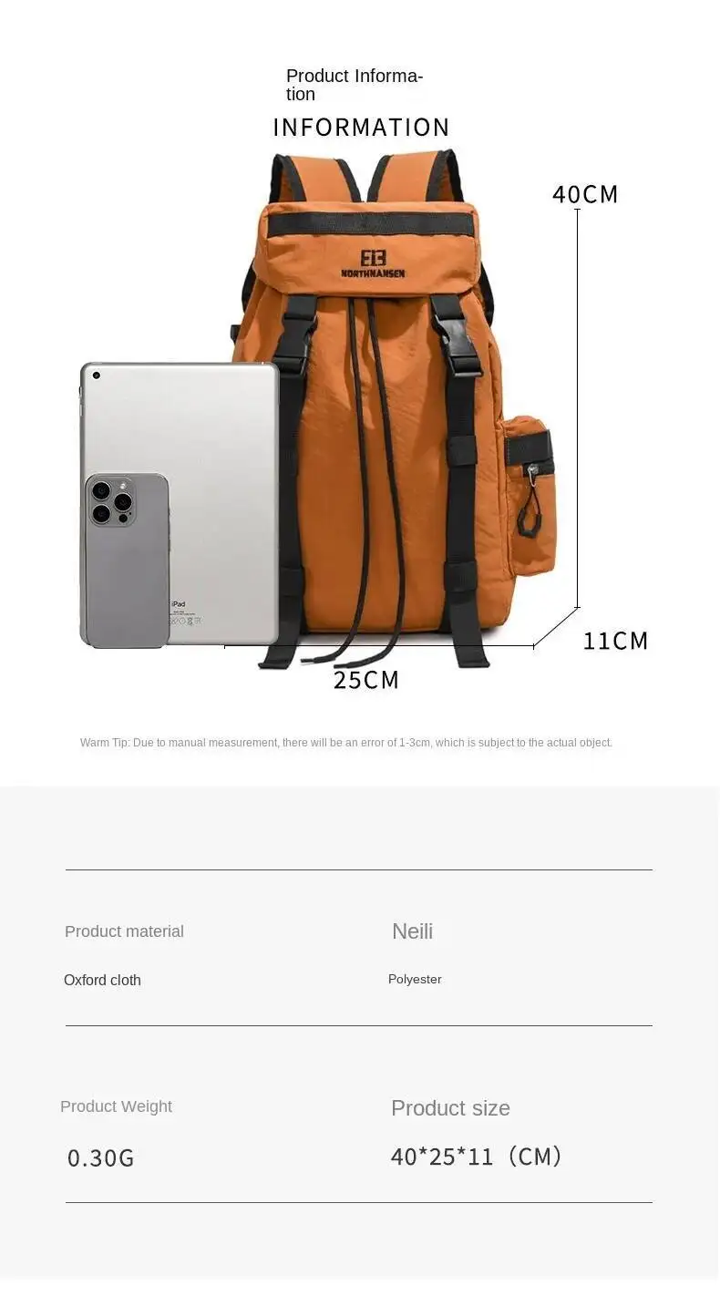 2025, frühjahr Neue Mittelschule Student Tasche Einfarbig Unisex Große Kapazität Casual Gute Qualität Nylon Tuch Rucksack – Detail 1