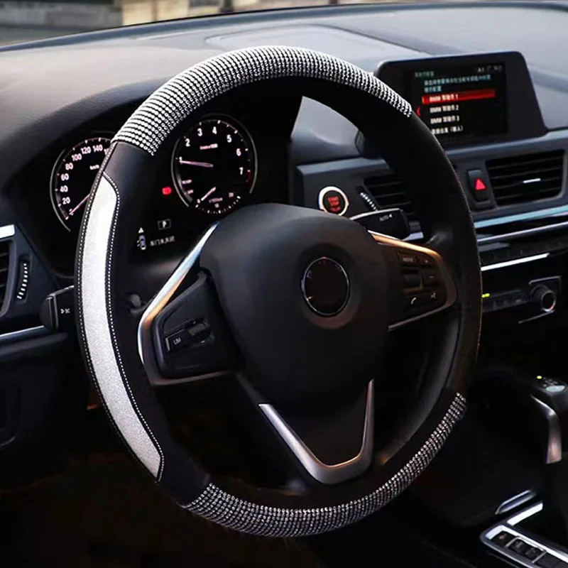 Glitter Rhinestone Car Steering Wheel Covers Nonslip Universal Diamond