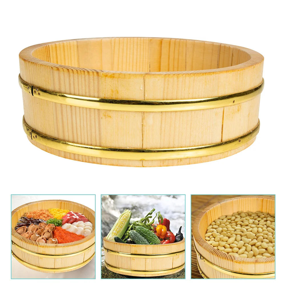 

Tofficu Small Wooden Box Hangiri Wooden Sushi Rice Bowl Sushi Oke Rice Mixing Tub Japanese Sushi Bucket Restaurant Home Kitchen