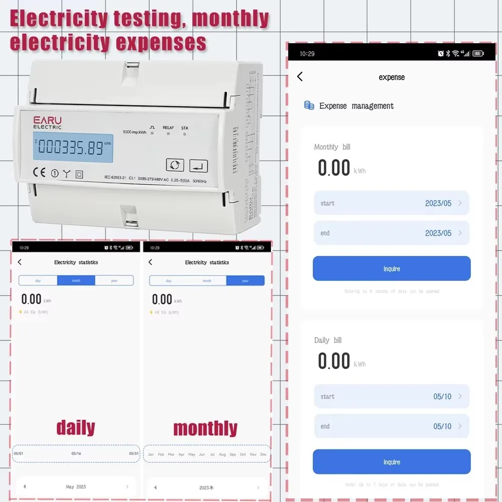 투야 와이파이 지그비 3상 양방향 에너지 KWh 미터 모니터 전력계 모드버스 RTU 지원 3*85/190V 또는 230/400VAC