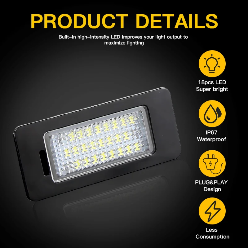 2Pcs LED Lizenz Nummer Platte Licht Lampe Für VW Golf Mk6 Mk7 Plus Jetta MK6 Passat B6 B7 Polo touareg Mk2 Tiguan Touran Sharan – Detail 3