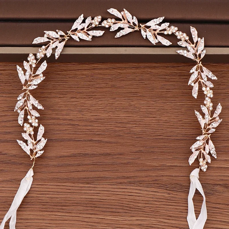 Rhinestone Crystal Leaf Headband Tiara Hairband For Women Bride Party Wedding Bridal Hair Accessories Jewelry Band Headband Gift
