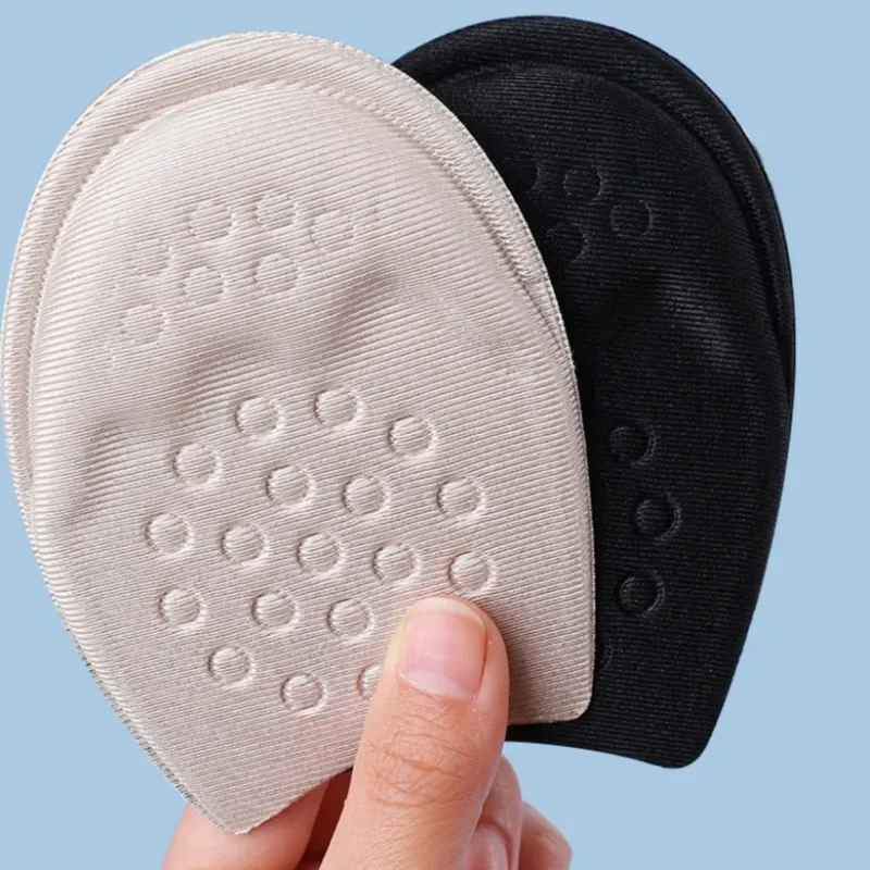 Elastic Knitted Cotton Forefoot Pad Strong Adhesive Insole Relieve Foot Pressure Fatigue Large Shoes Inserts Solid Color Cushion