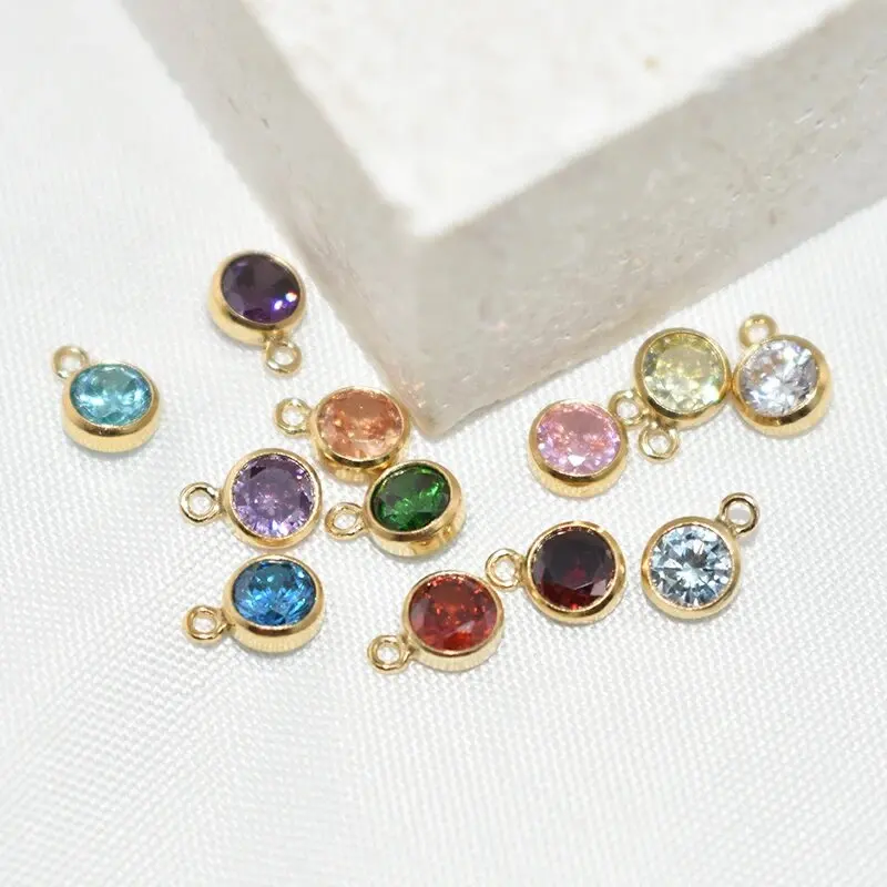 14K Gold gefüllter Geburtsstein Lünette Tropfen Charm 4MM Anhänger AAA Zirkon Charm für Halskette Ohrring DIY Schmuckzubehör Zubehör – Detail 13